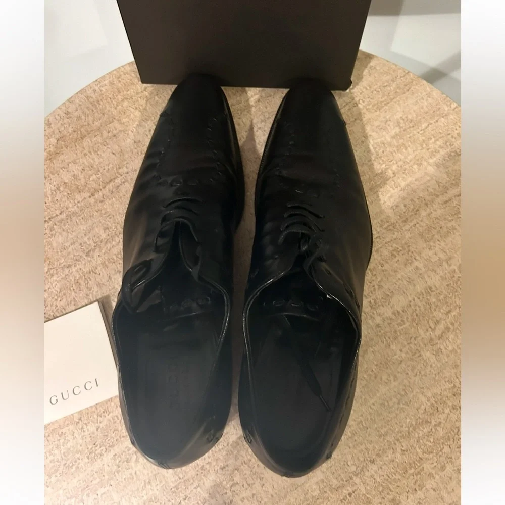 Gucci black leather lace up Oxford shoes size 12 - Picture 5 of 7